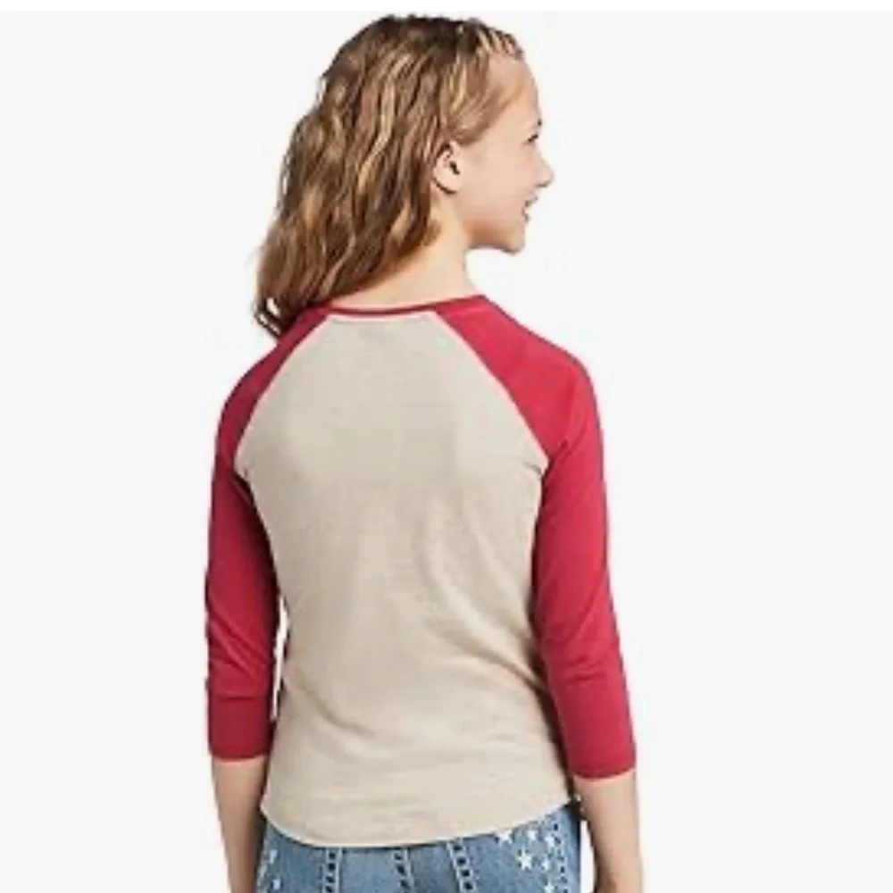 ARIAT Girls' R.E.A.L Long Live Farm Graphic Sleeve Baseball Tee Oatmeal Medium